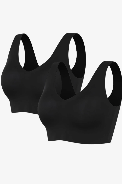Amelia Wireless Comfort Bra 2-Pack Carbon Black