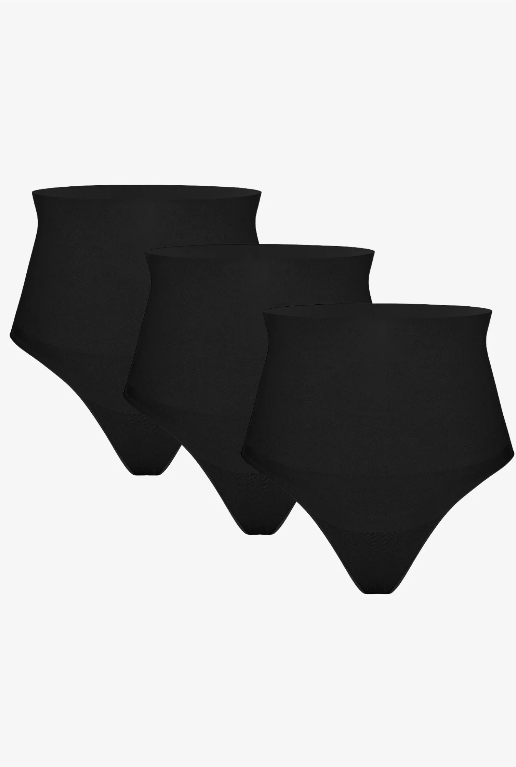 Maya High-Waist Thong 3-Pack Carbon Black
