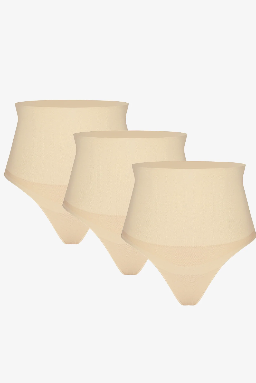 Maya High-Waist Thong 3-Pack Champagne Beige