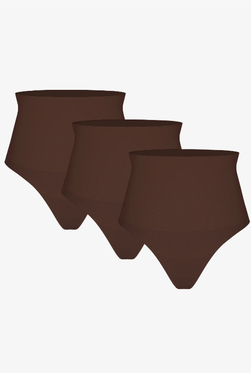Maya High-Waist Thong 3-Pack Cocoa Brown